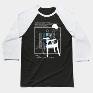 Sitting and looking at my mobile version 5 Baseball T-Shirt